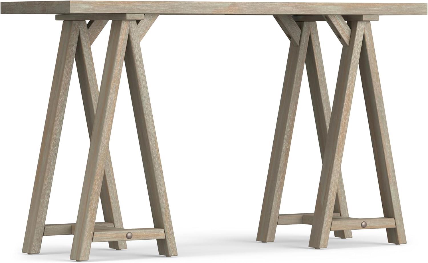 Simpli Home Sawhorse Console Table in Distressed Gray