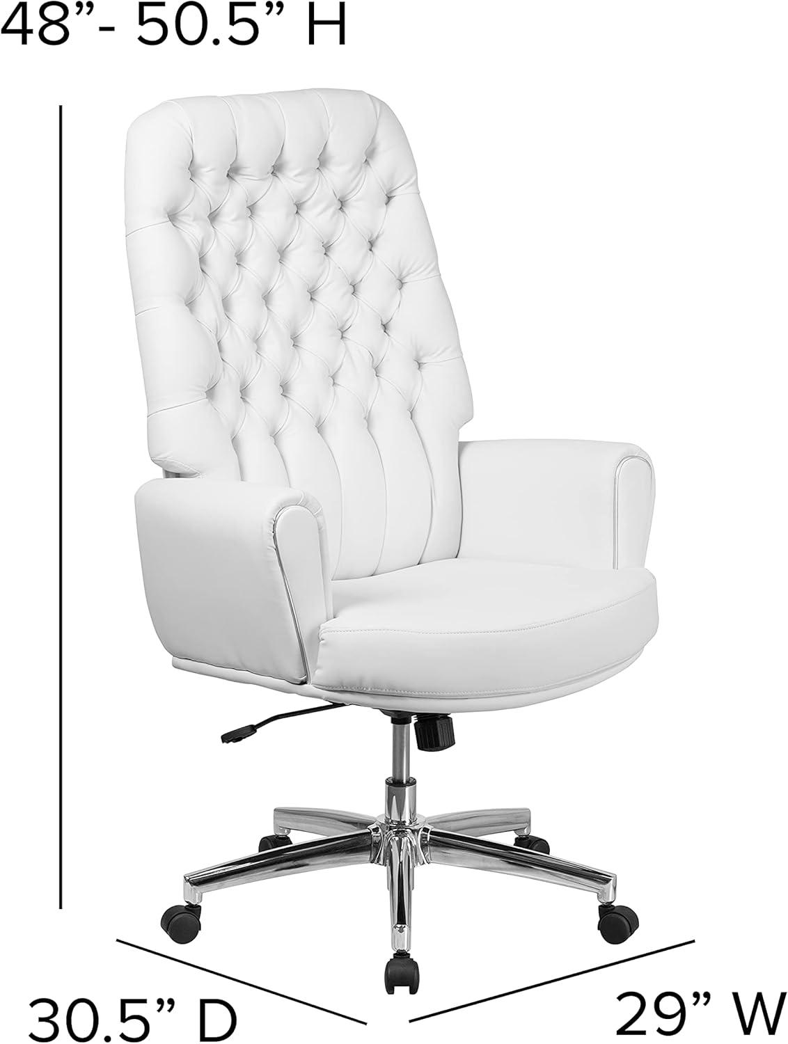 Flash Furniture High Back Traditional Tufted LeatherSoft Executive Swivel Office Chair with Silver Welt Arms