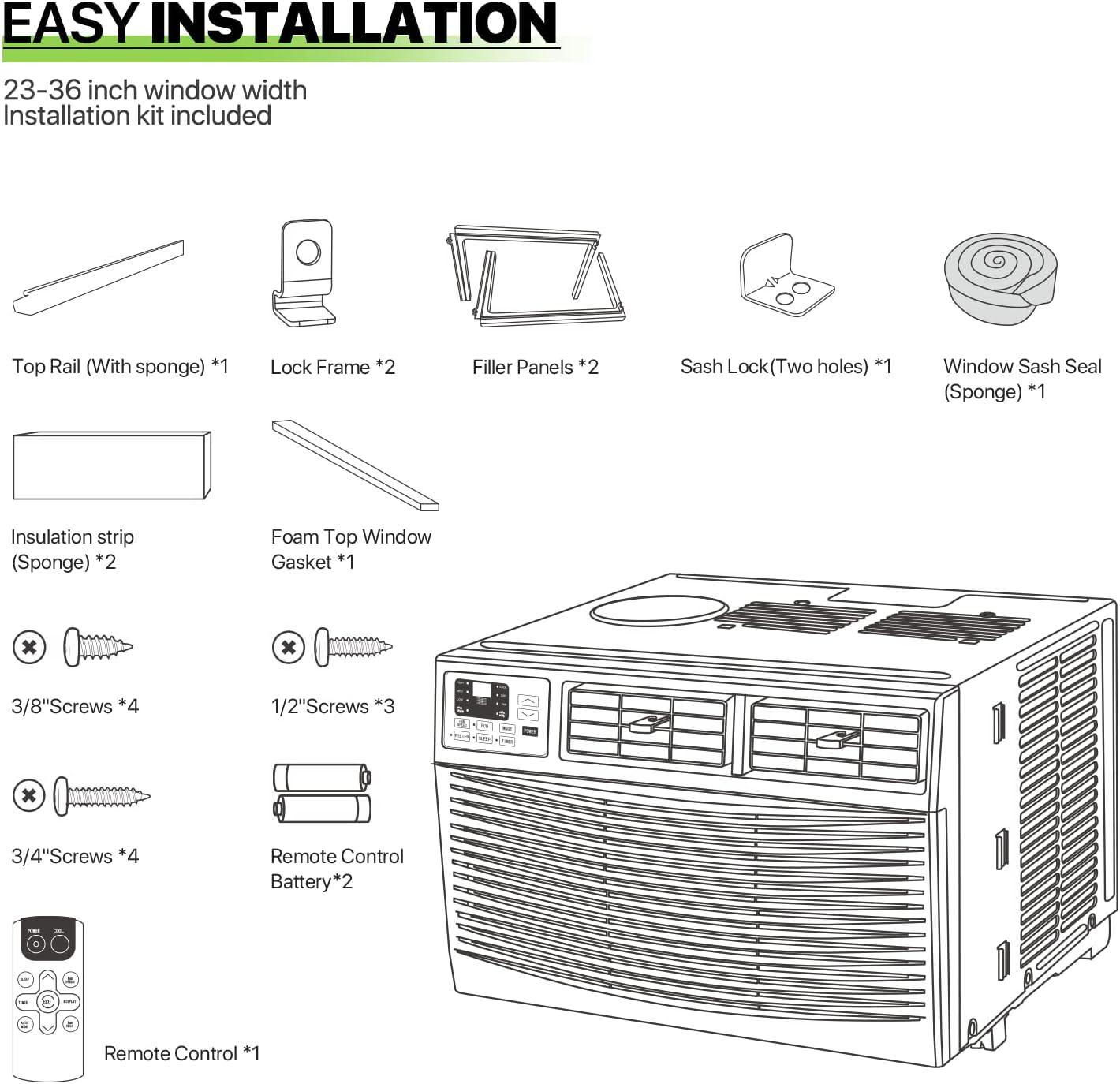 Bring Home Furniture 8000 BTU Window Air Conditioner with Remote Included