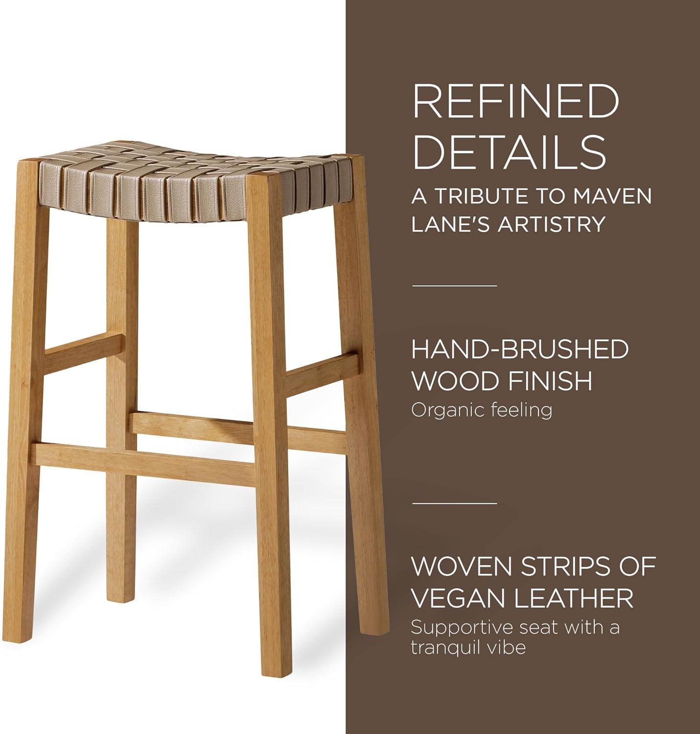 Maven Lane Emerson Kitchen Stool with Vegan Leather Upholstery