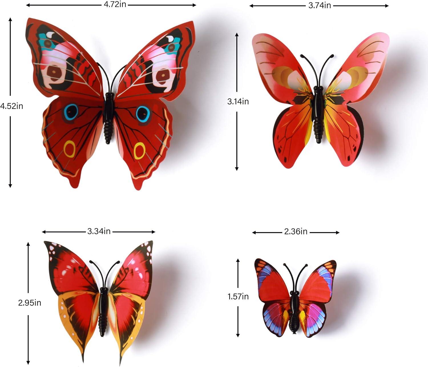 Amaonm 72 Pcs 6 Packages Beautiful 3D Butterfly Wall Decals Removable DIY Home Decorations Art Decor Wall Stickers & Murals for Babys Bedroom Tv Background Living Room (Colorful, Six Color) Colorful