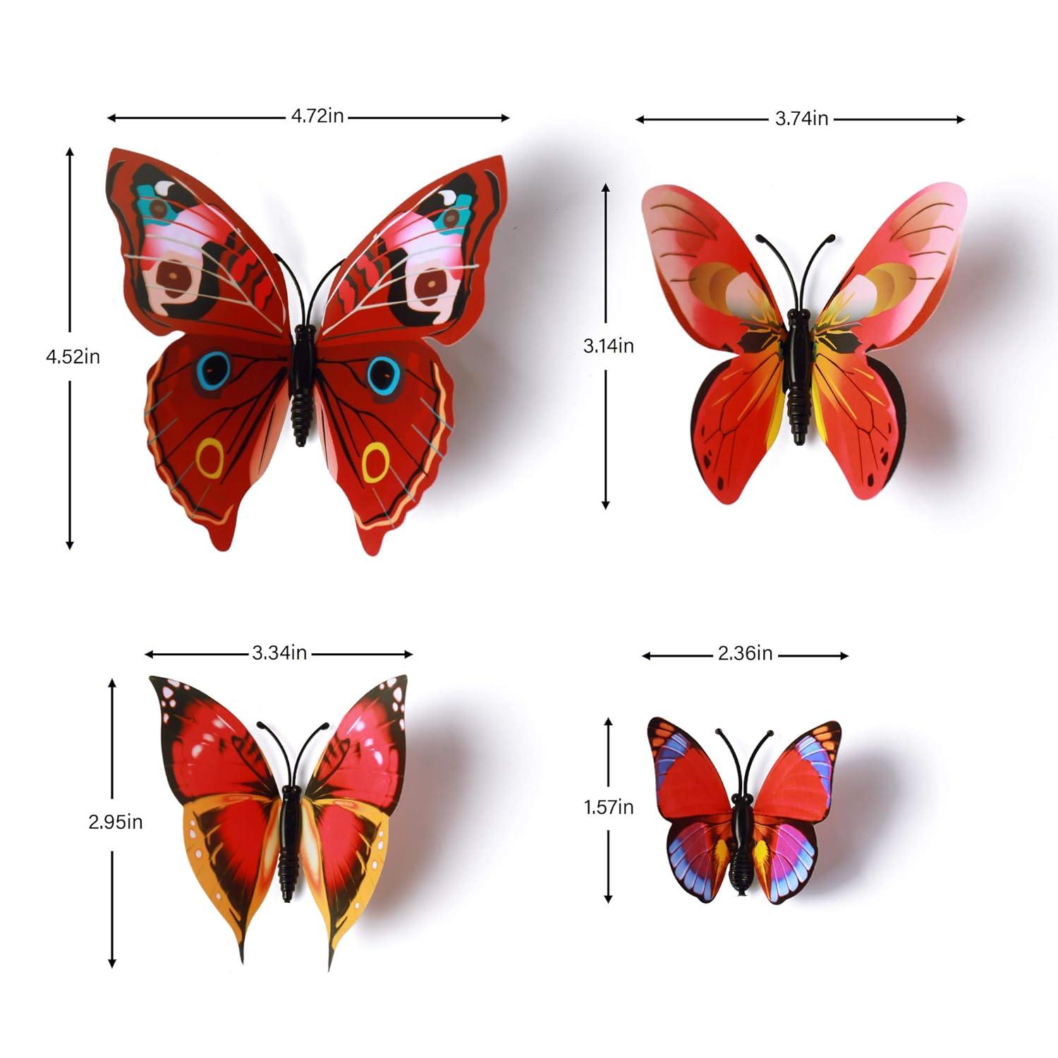 Amaonm 72 Pcs 6 Packages Beautiful 3D Butterfly Wall Decals Removable DIY Home Decorations Art Decor Wall Stickers & Murals for Babys Bedroom Tv Background Living Room (Colorful, Six Color) Colorful