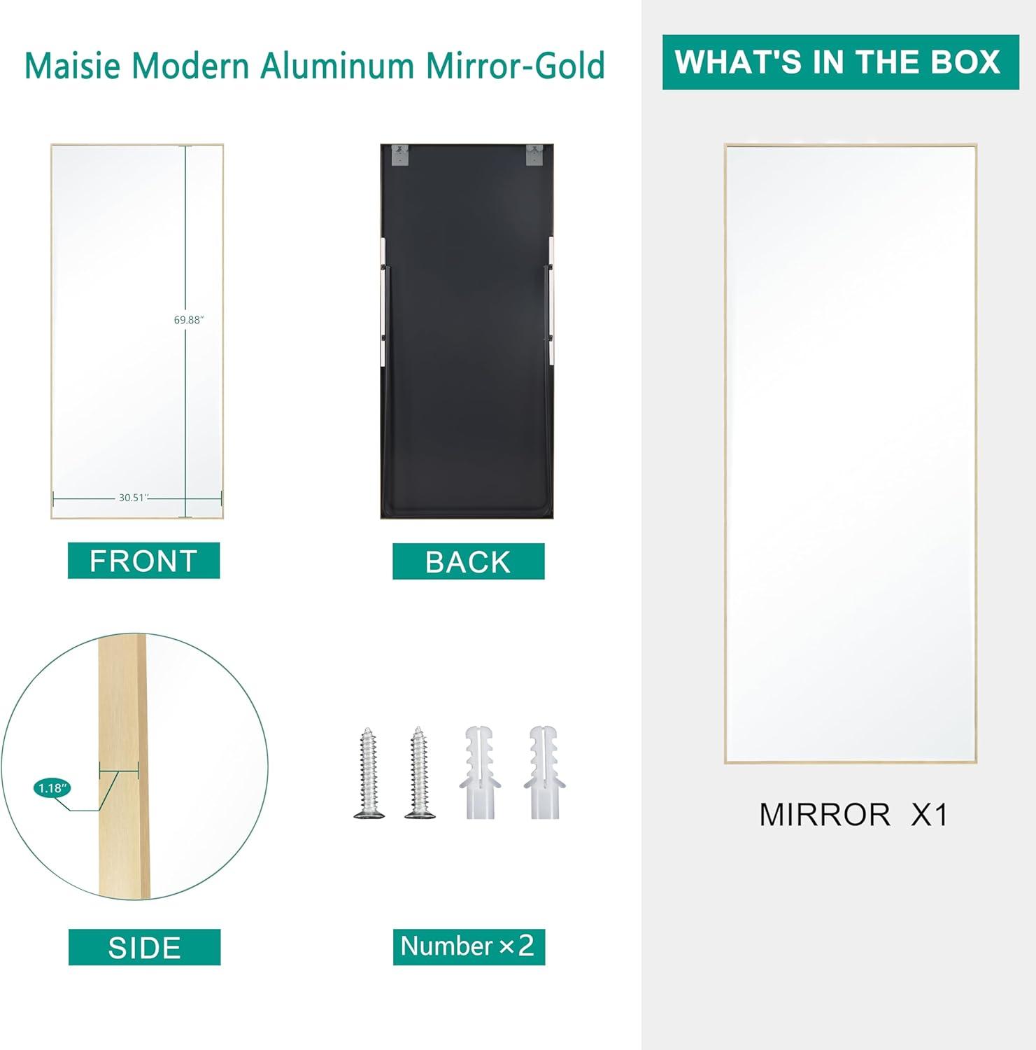 Maisie 71" Gold Aluminum Full-Length Mirror