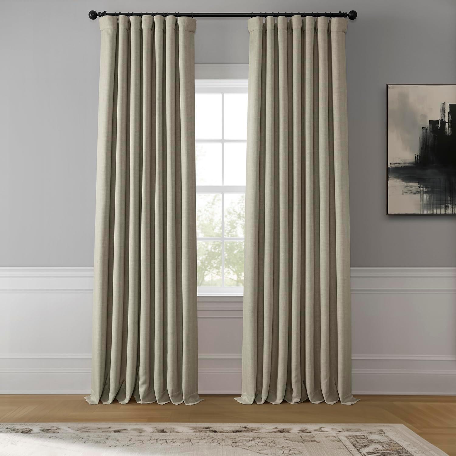 HPD Half Price Drapes Oatmeal Faux Linen Room Darkening Curtains for Bedroom & Living Room Curtains (1 Panel), Door & Window Curtains 108 inches long, Rod Pocket curtains & drapes, 50W X 108L