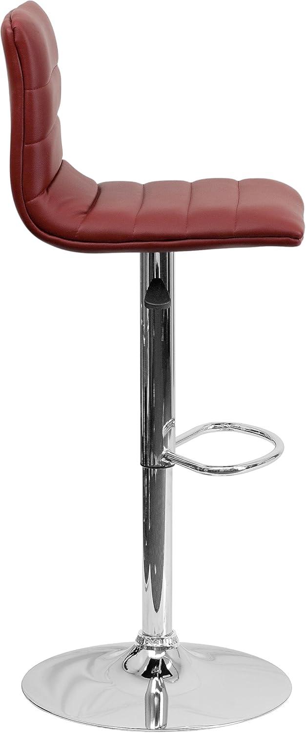 Flash Furniture Modern Vinyl Adjustable Height Barstool with Horizontal Stitch Back