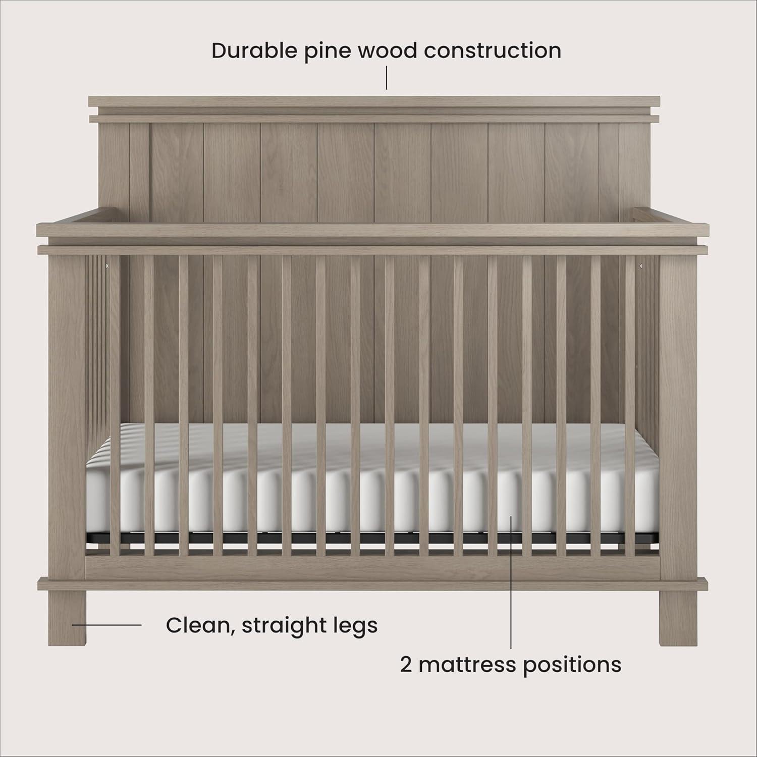 Child Craft Denman Crib and Dresser Nursery Set, 2-Piece, Includes 4-in-1 Convertible Crib and 3-Drawer Dresser, Grows with Your Baby (Crescent Gray)