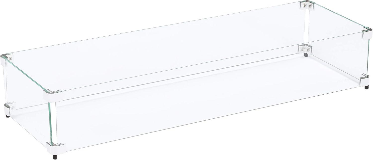 Celestial Fire Glass Rectangle Fire Pit Wind Guard