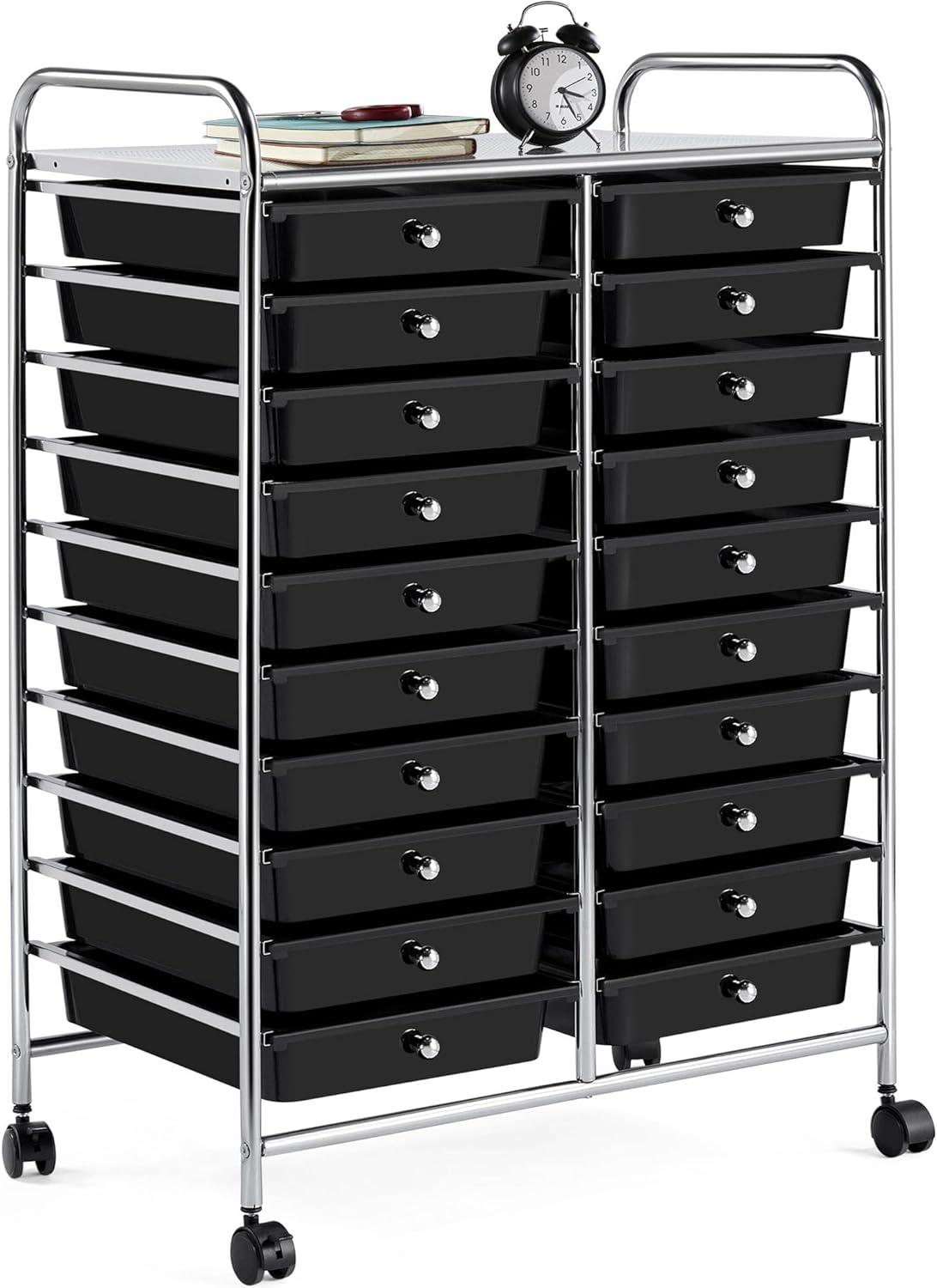 Yaheetech Drawers Rolling Storage Cart Mobile Storage Bin Trolley