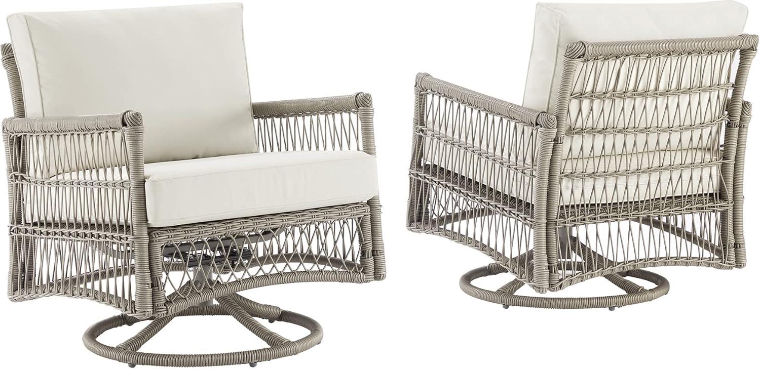 2pk Thatcher Outdoor Steel Swivel Rocking Chairs: Resin Wicker, Weather-Resistant - Crosley