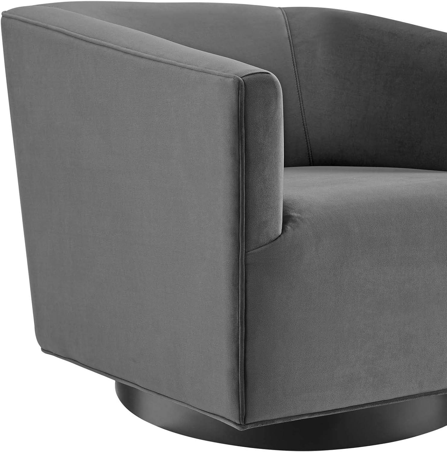 Elegant Gray Velvet Swivel Accent Chair with Metal Base