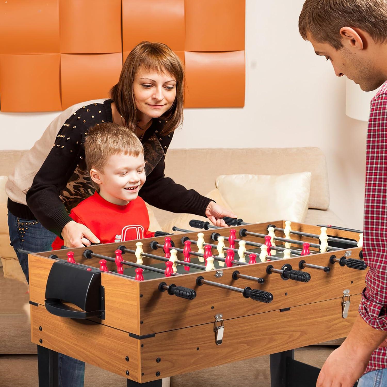 48'' 3-in-1 Wood Multi-Game Table with Foosball, Hockey, and Billiards