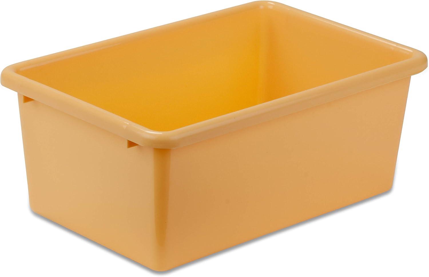 Small Yellow Stackable Plastic Storage Bin for Kids