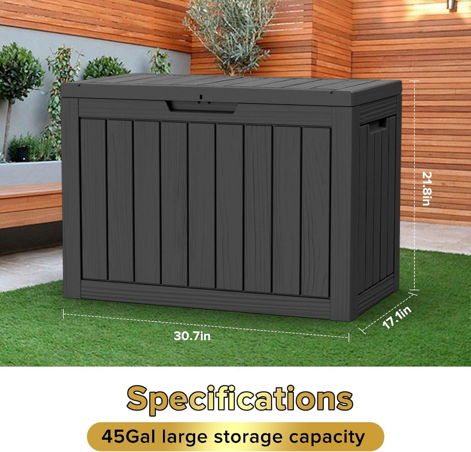 45 Gallon Black Resin Lockable Deck Box