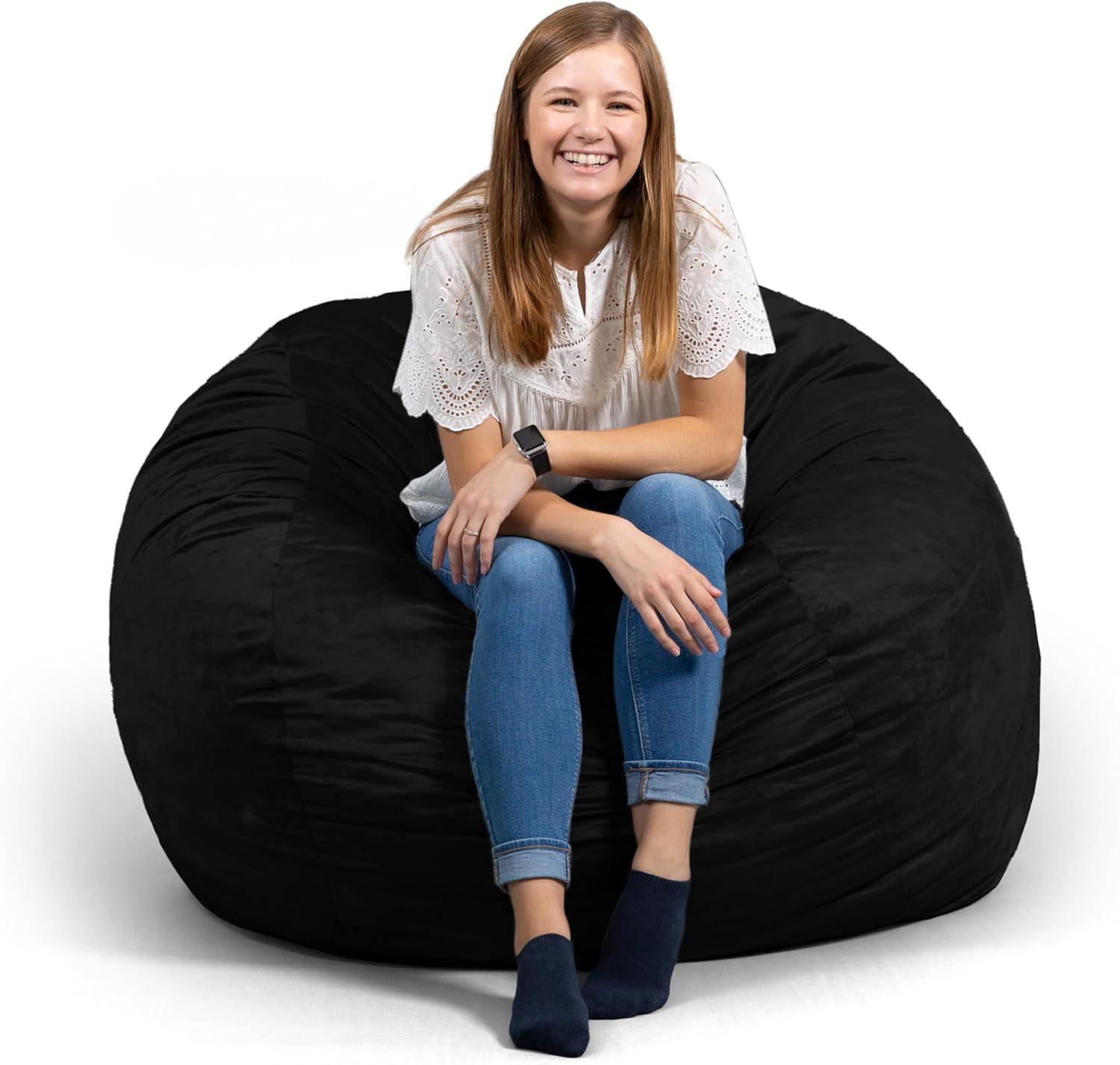 Big Joe Large 4 Foot Foam Filled Bean Bag Chair with Soft Removeable Cover