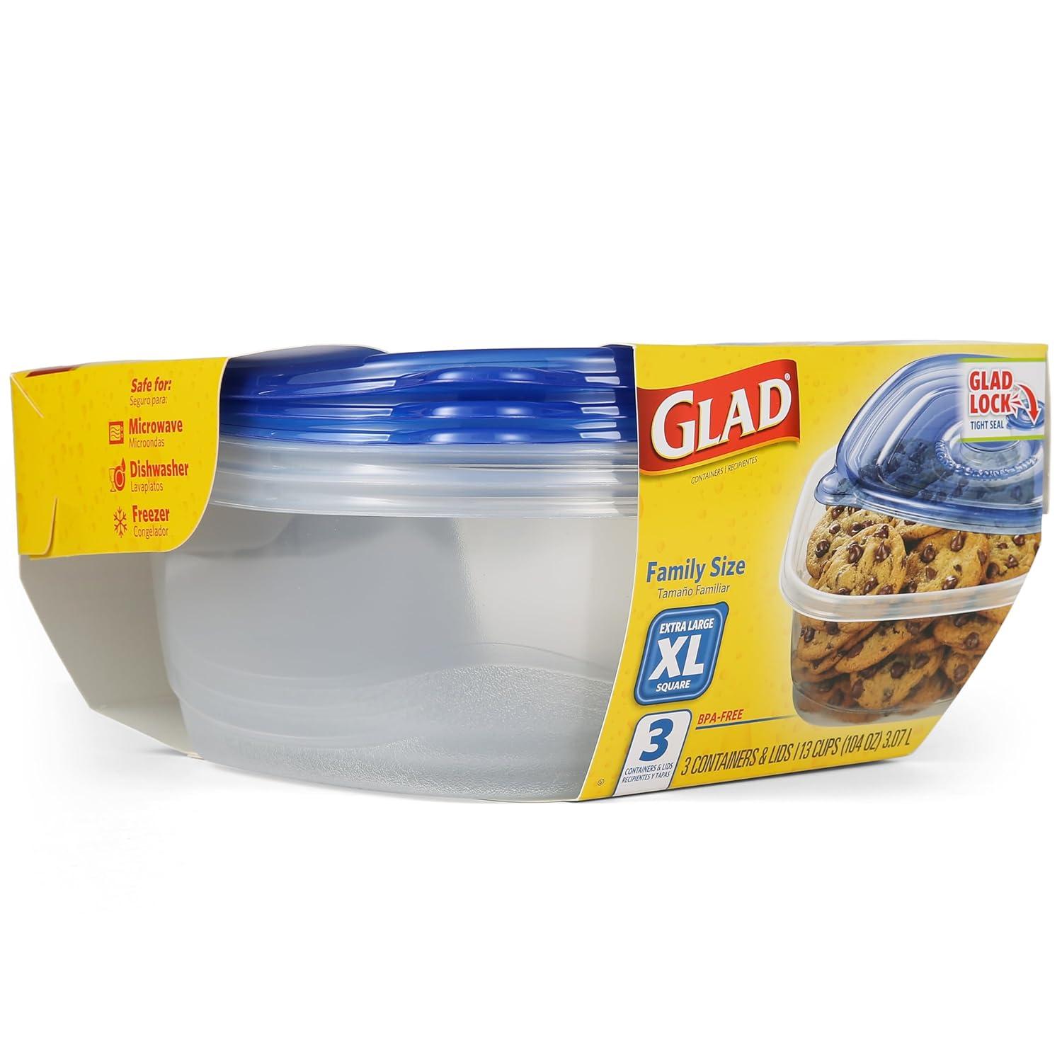 Glad 6337125 104 oz Food Storage Container, Clear - Pack of 3