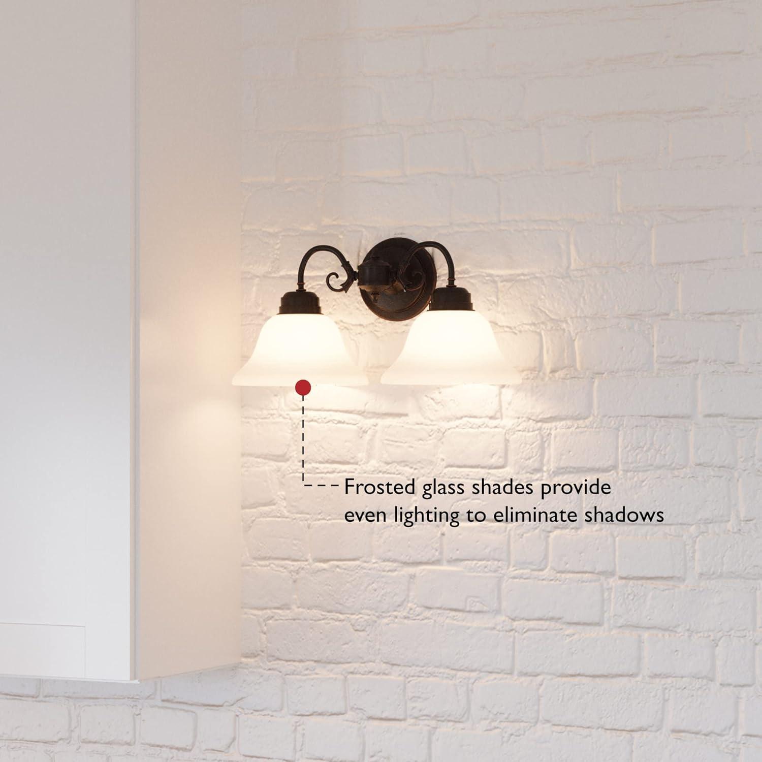 Design House Millbridge Tocador O Lámpara de Pared Regulable con 2 Luces con Pantallas de Vidrio Esmerilado, Bronce Aceitado