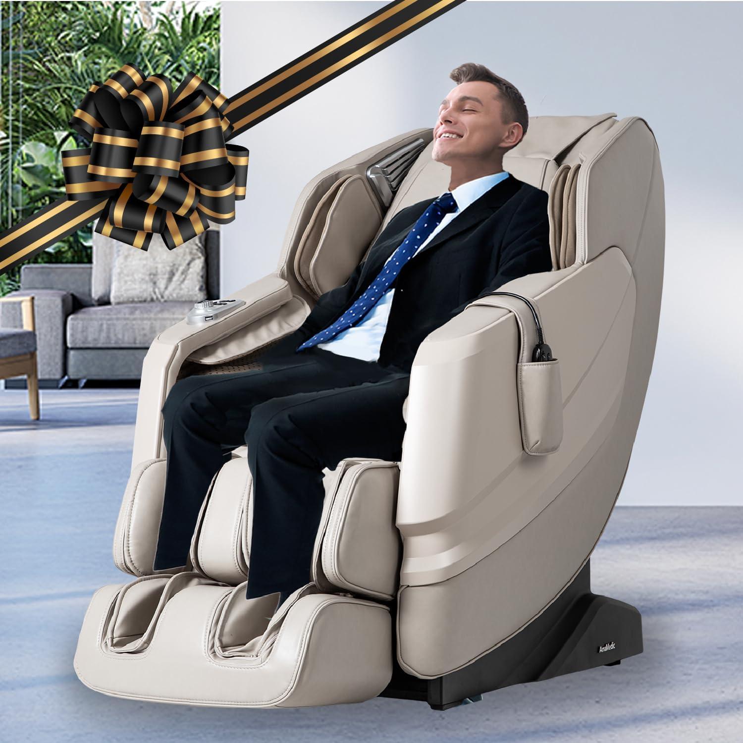 Taupe 3D Massage Chair with Intelligent Fatigue Detection