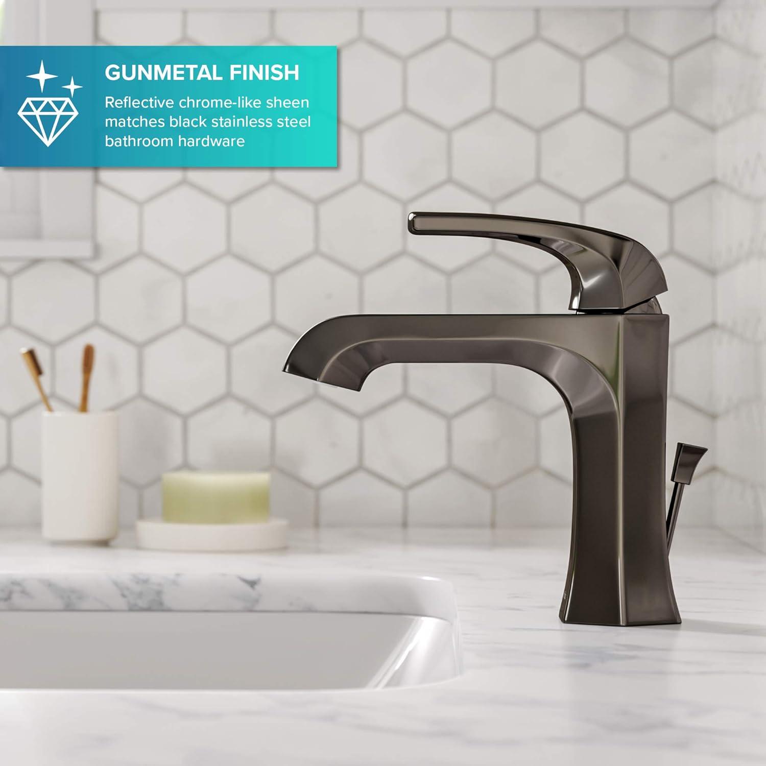 Esta™ Single Handle Bathroom Faucet with Lift Rod Drain in Gunmetal