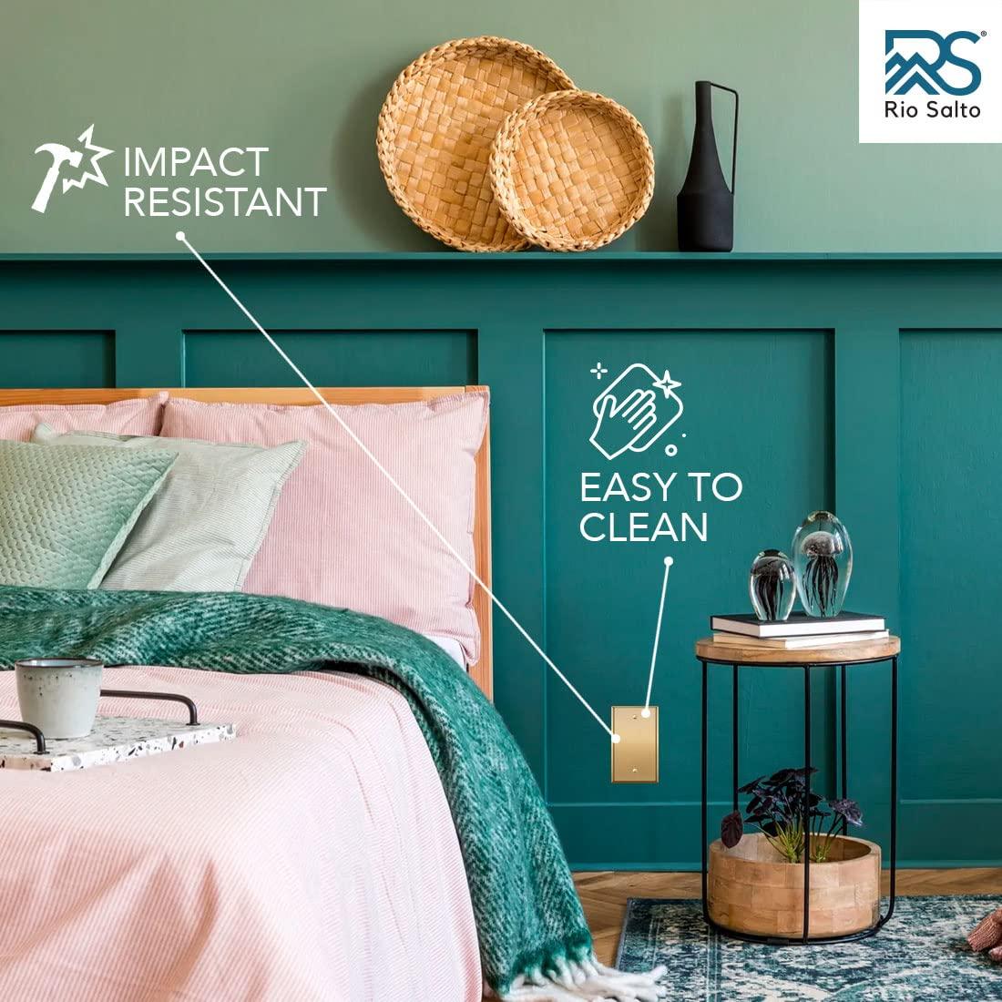 Rio Salto Metal Gold Blank Wall Plate, Blank Outlet Cover Corrosion Resistant Cover for Unused Outlets Wall Switch 1-Gang Covers Child Safe Device Outlet Safety, Standard Size, Genuine Brushed Brass