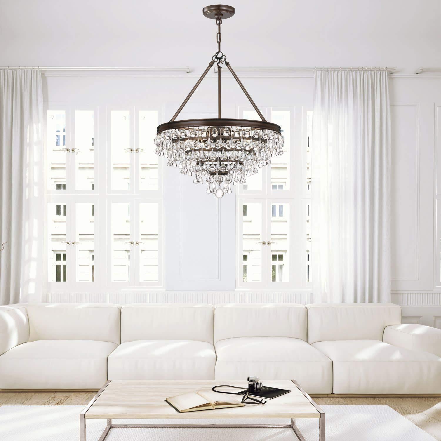 Crystorama Calypso 6 Light Crystal Teardrop Vibrant Gold Chandelier - 20'' W x 24'' H