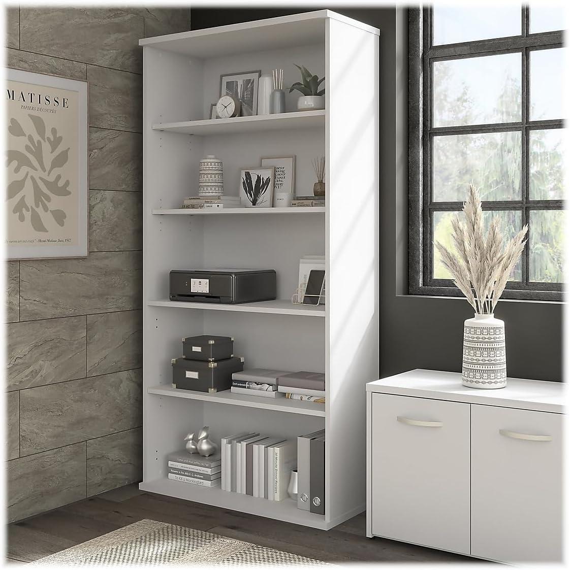 Bush Business Furniture Hybrid Tall 5 Shelf Bookcase