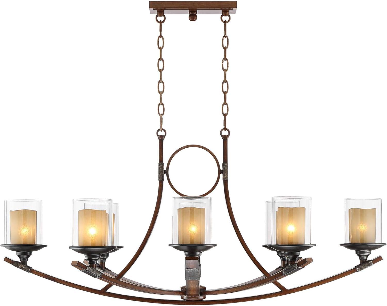 Mahogany and Bronze 8-Light Rustic Farmhouse Chandelier