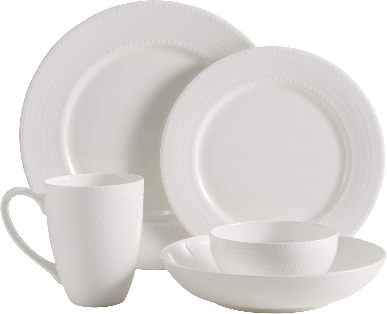 Annabel White Porcelain 40-Piece Dinnerware Set, Service for 8