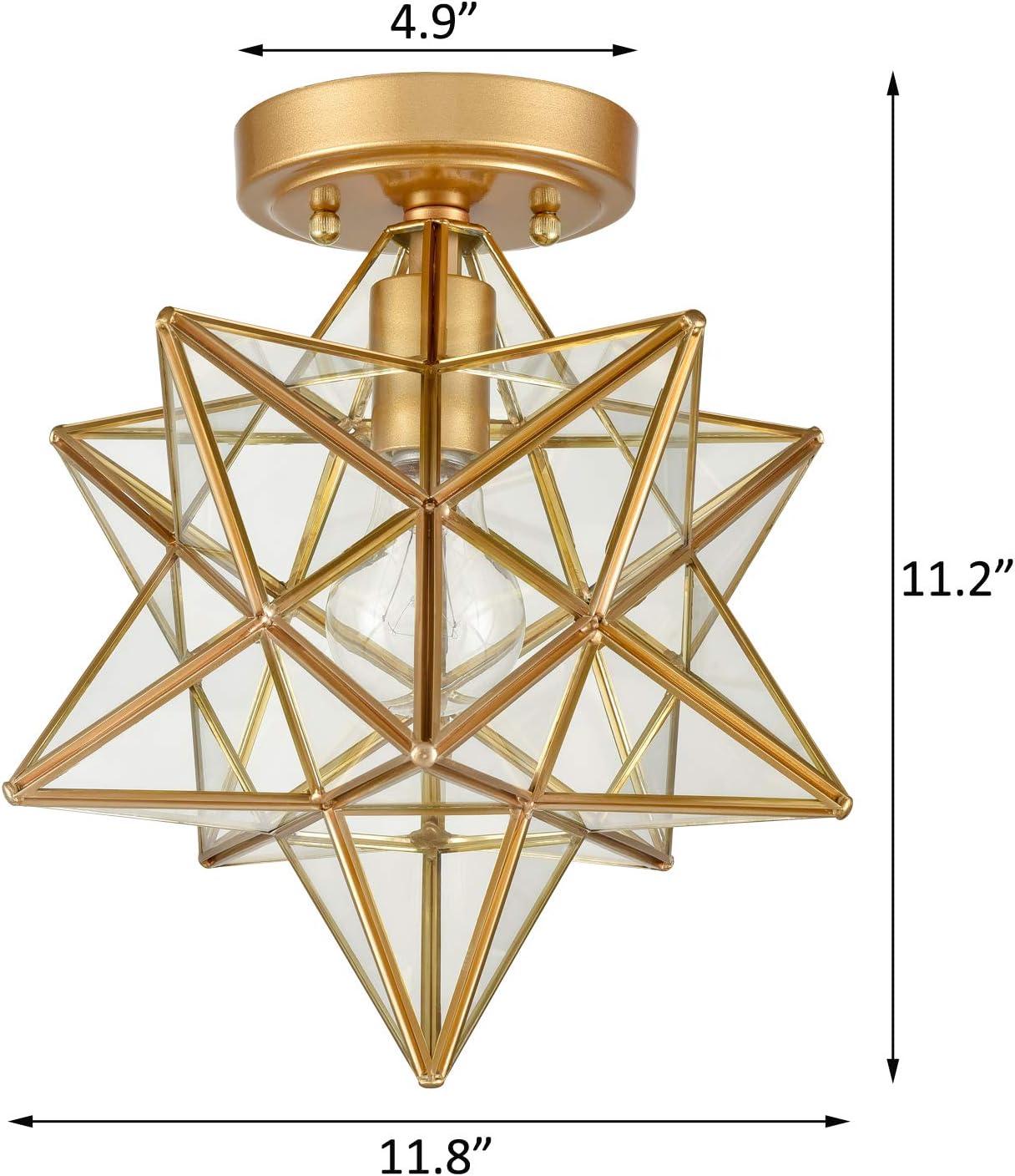 DANSEER Brass Moravian Star Light Flush Mount Ceiling Light with Clear Glass