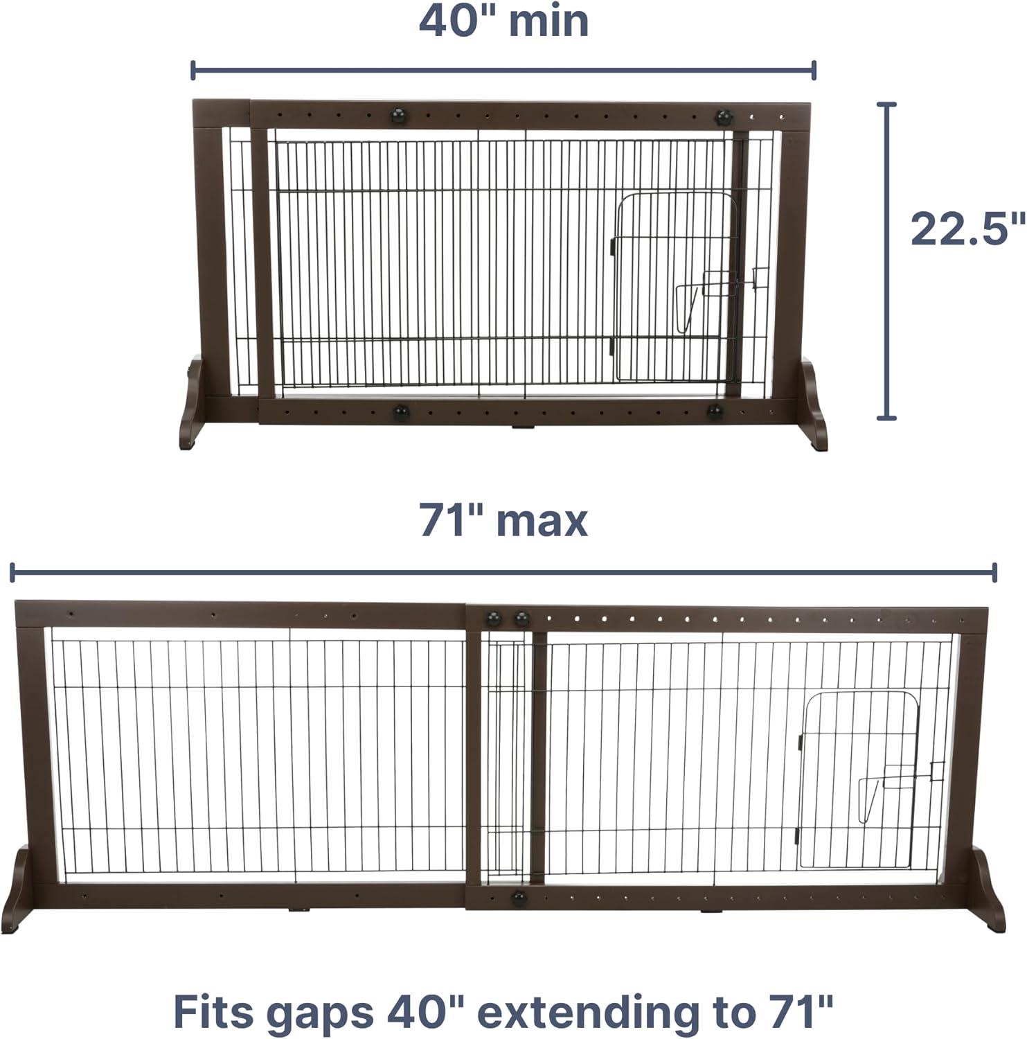 TRIXIE TRIXIE Freestanding Pet Gate with Pet Door, Adjustable Width, 22.5 in Height