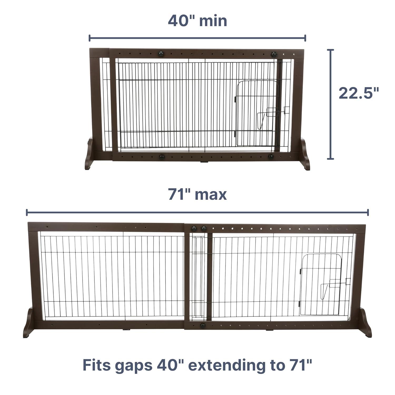 TRIXIE TRIXIE Freestanding Pet Gate with Pet Door, Adjustable Width, 22.5 in Height