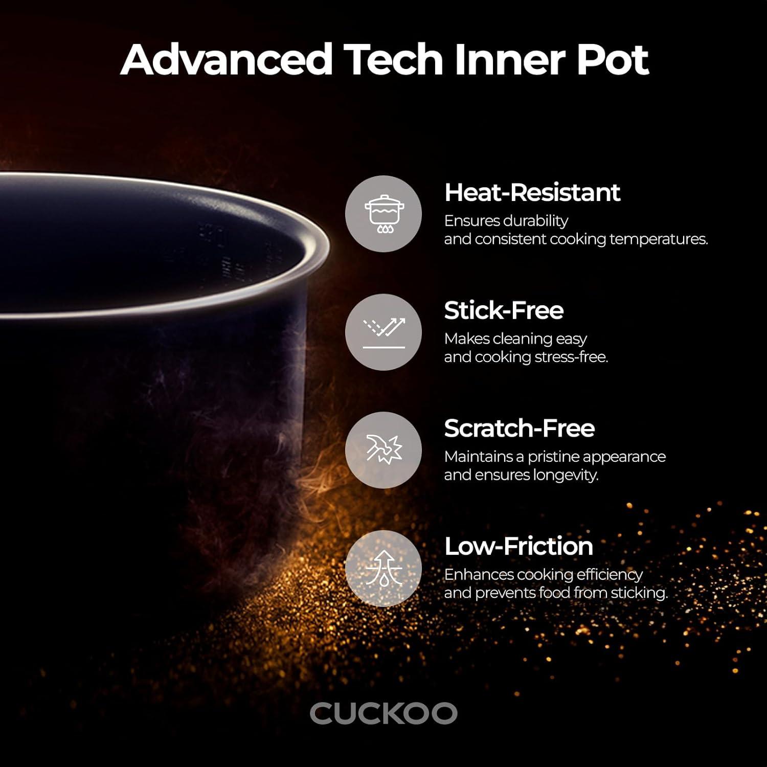 CUCKOO 6-Cup Uncooked / 12-Cup Cooked Micom Rice Cooker & Warmer w Non Stick Inner Pot, 11 Menu Modes inclu My Mode and Auto Clean CR-0641F