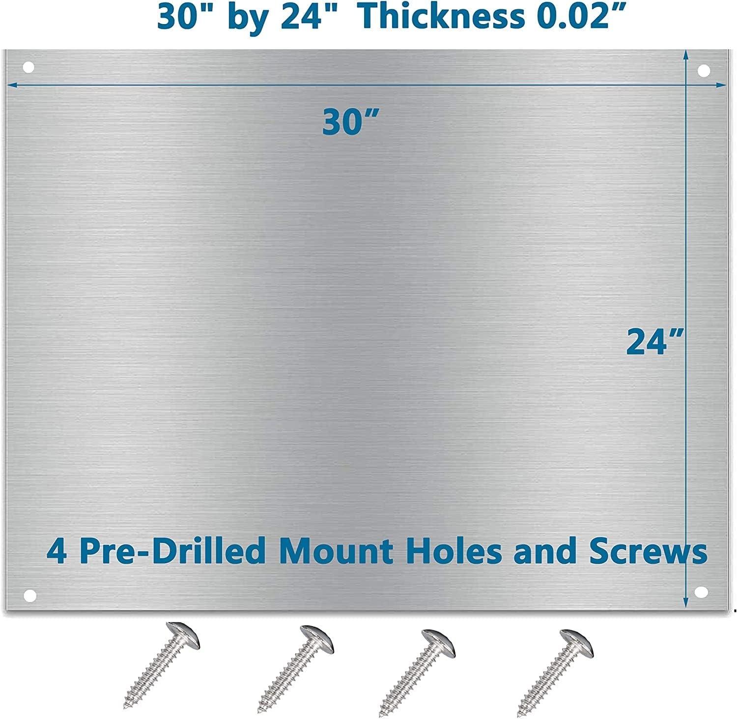 30" x 24" Stainless Steel Kitchen Backsplash Panel