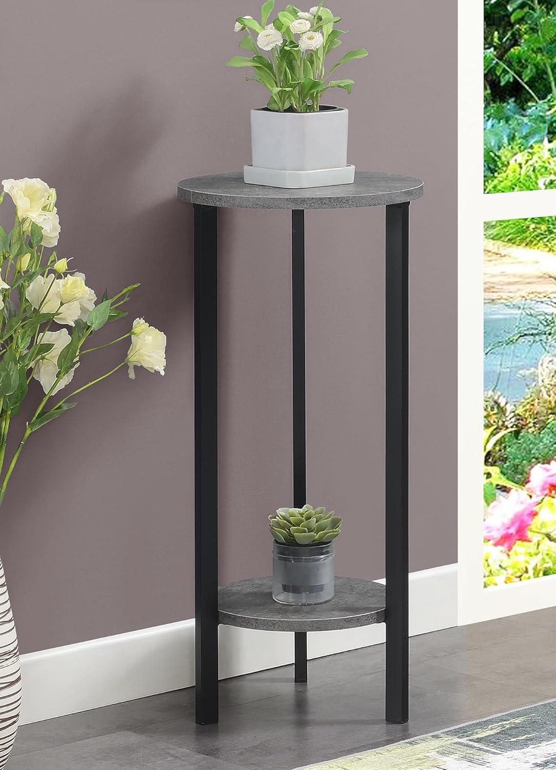 Convenience Concepts Graystone 31-inch 2 Tier Plant Stand, Black/Black