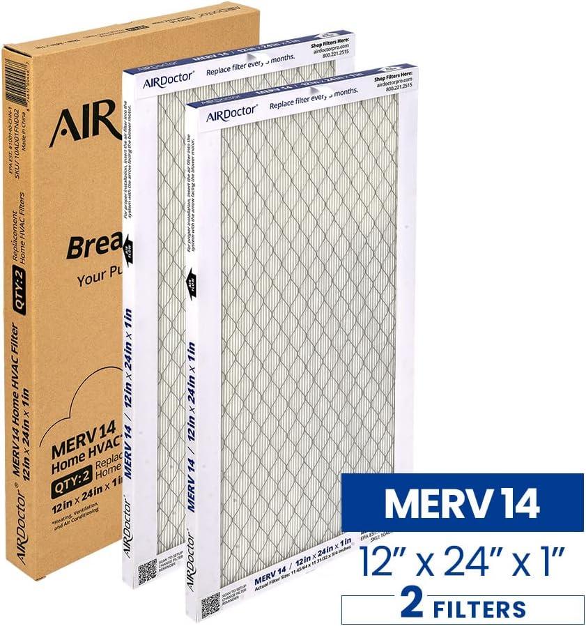 AirDoctor MERV 14 HVAC Tamaño de Filtro Plisado, 20x25x1, Captura el 96% de los Contaminantes 1-3 Micras de Tamaño
