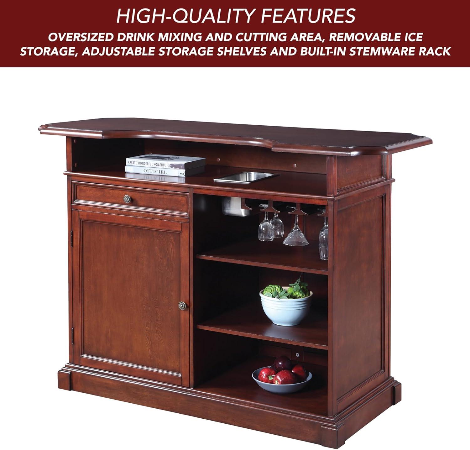 Hathaway Ridgeline Home Bar Set w/ Storage, 5-ft, Walnut Finish