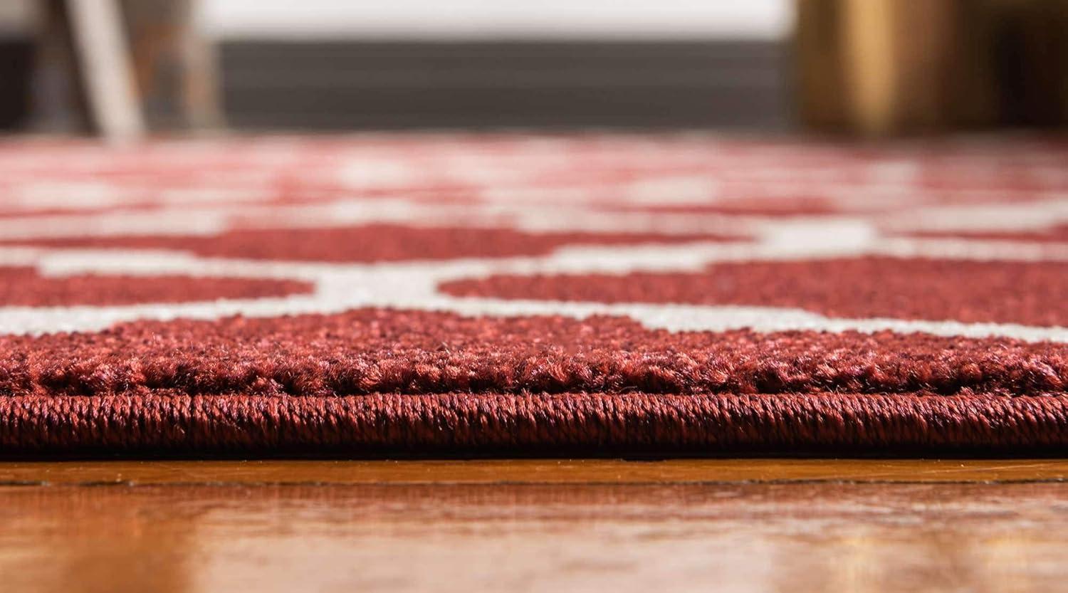 Rectangular Red Trellis Synthetic Indoor Area Rug