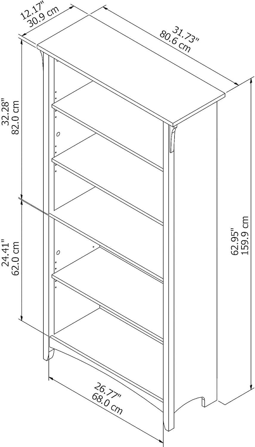 Bush Furniture Salinas Tall 5 Shelf Bookcase, Vintage Black