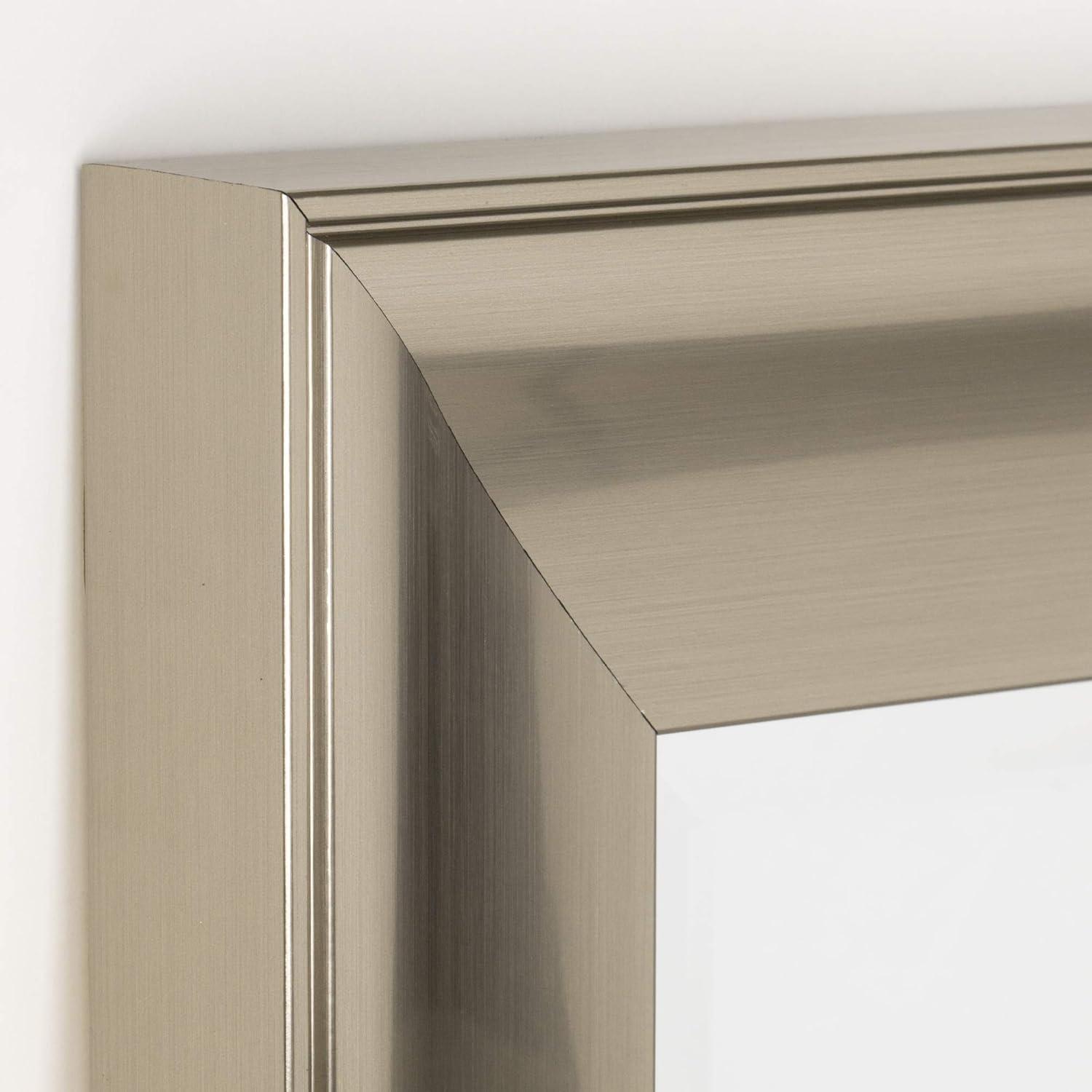 Head West Brushed Nickel PS Rectangular Framed Beveled Accent Wall Vanity Mirror - 28 x 34