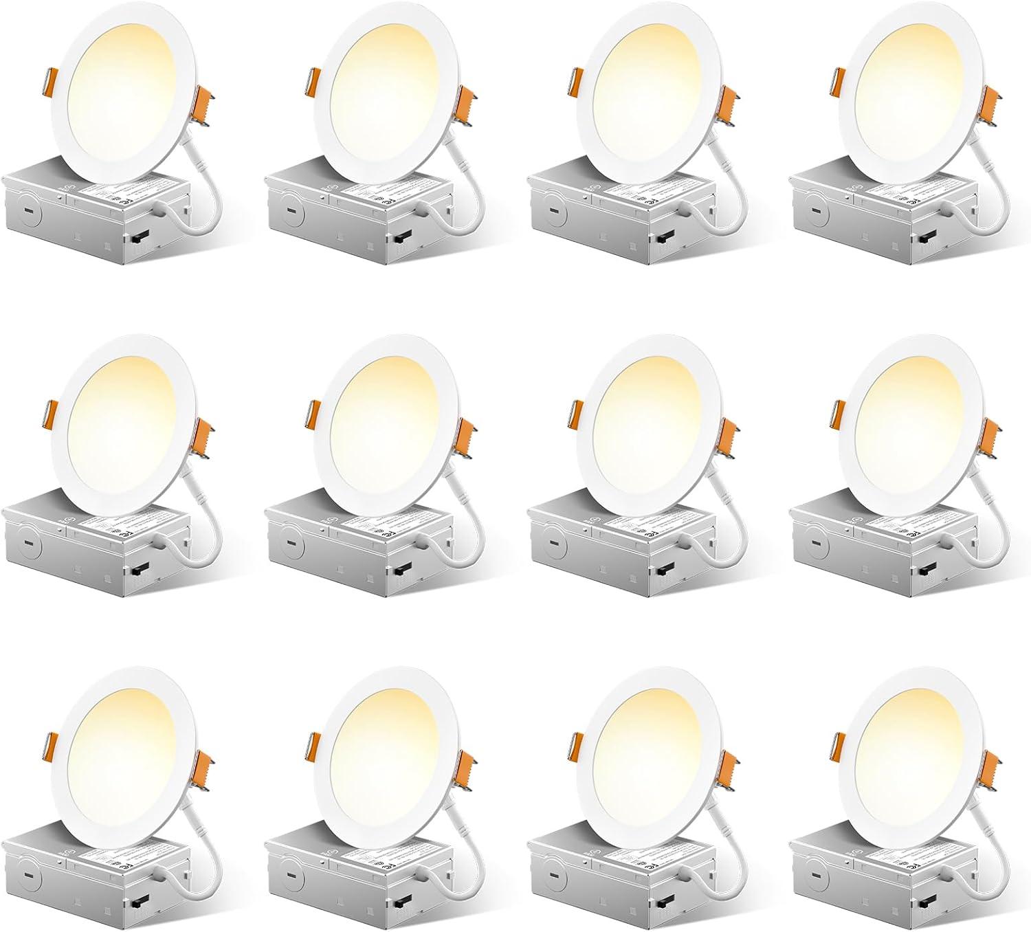 Amico 12 Pack 4 Inch Ultra-Thin Dimmable LED Recessed Lights