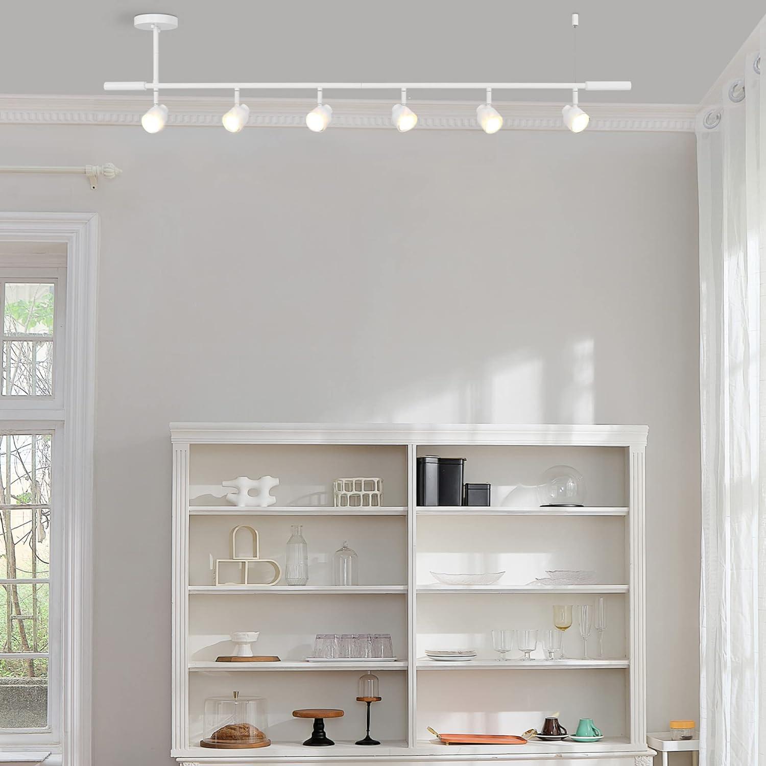 Matte White 6-Light Adjustable Ceiling Track Lighting