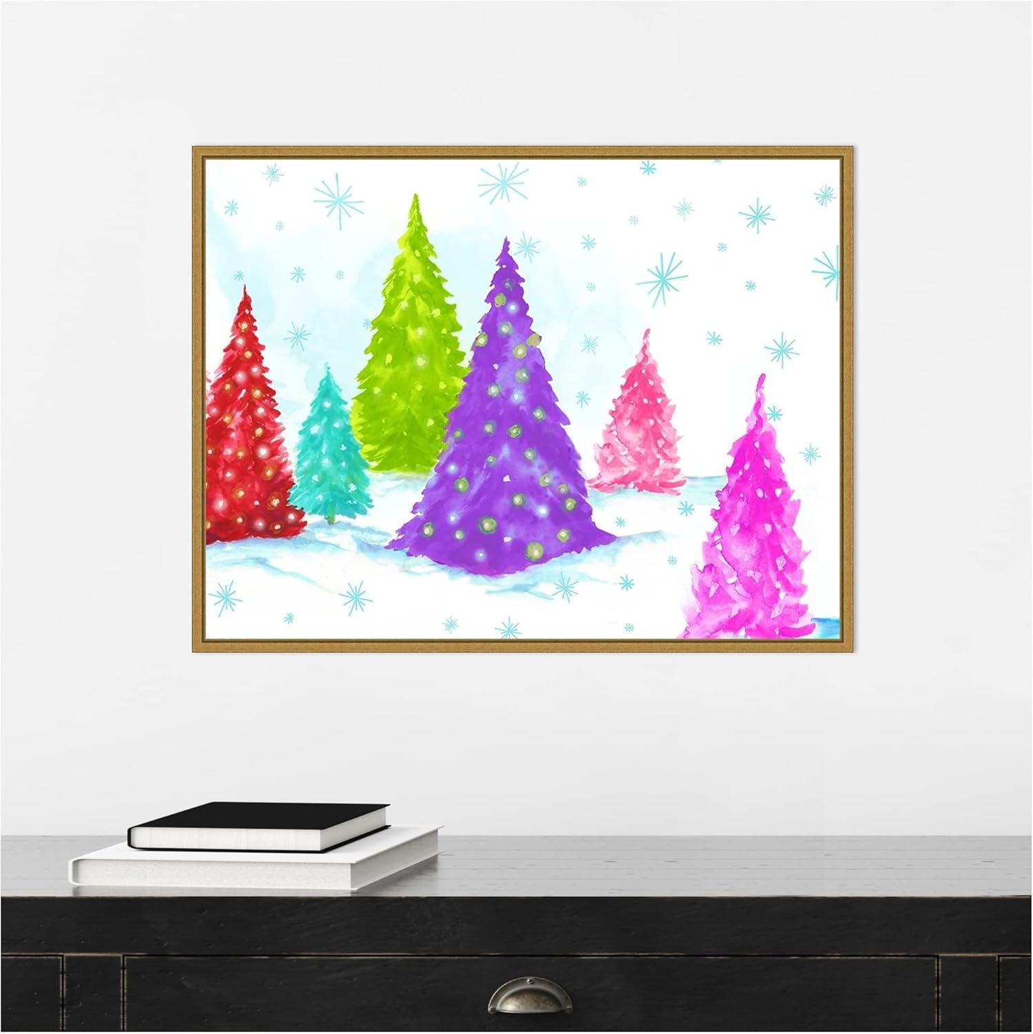 Amanti Art Magic Christmas Trees II by PI Studio Canvas Wall Art Print Framed 24 x 18-in.