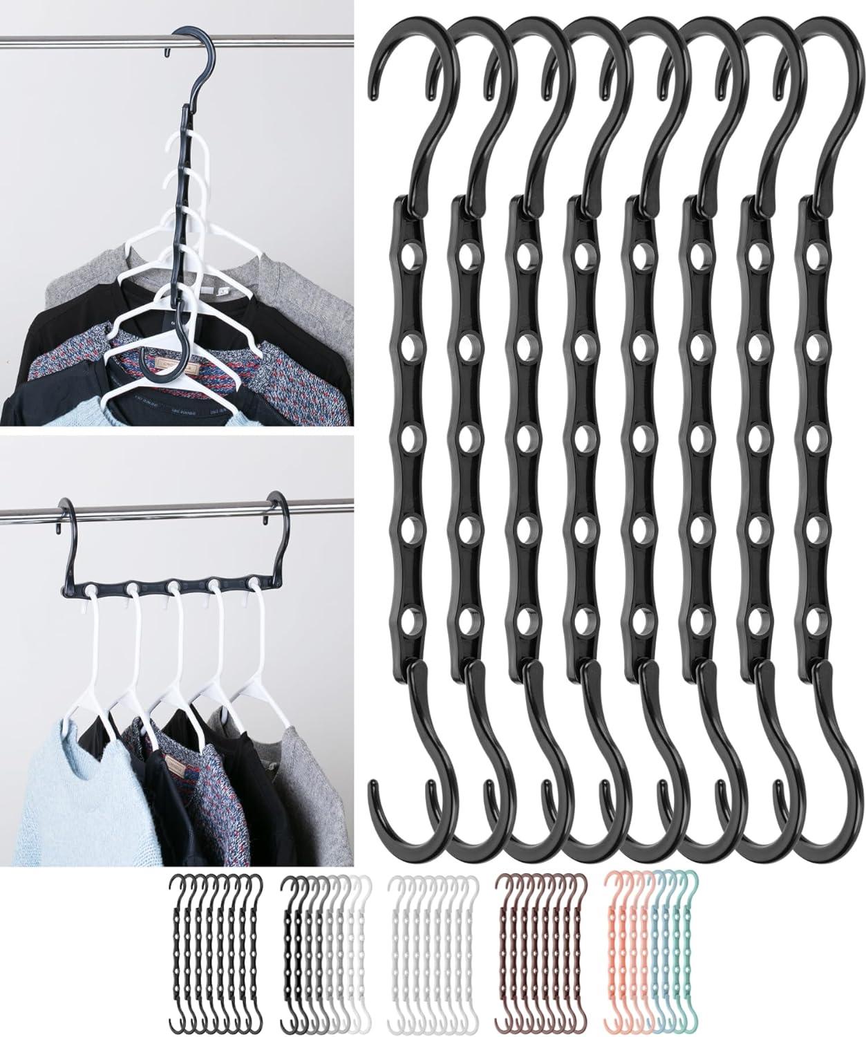 Black Space Saving Closet Hanger Organizers, 8 Pack