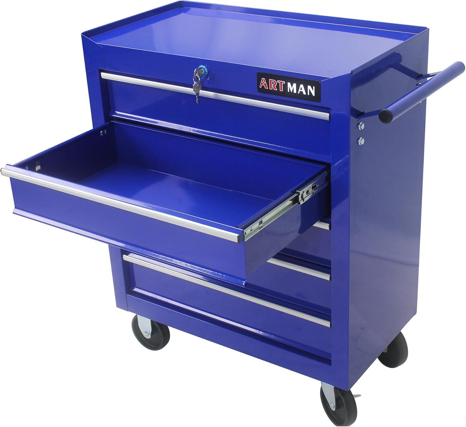5 Large Drawers Tool Cart on Wheels,Rolling Tool Chest Tool Storage,Drawers Rolling Tool Trolley Organizer Tool Case for Garage, Warehouse, Workshop, Repair Shop (5 Large Drawers-29.3" H-Blue)