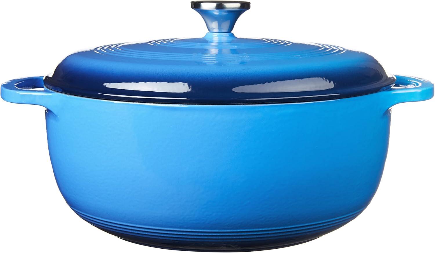 Lodge Enamel Cast Iron 7.5 Quart Dutch Oven, Blue, EC7D33