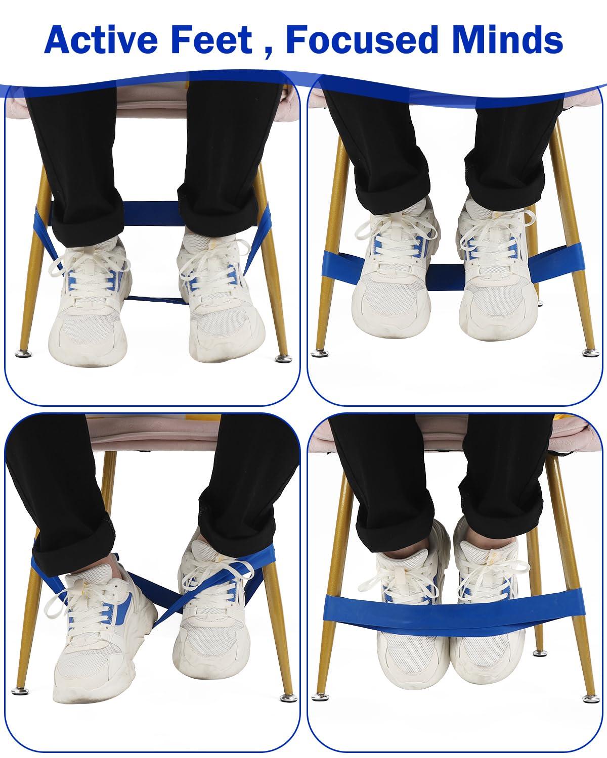 10 Pack Chair Bands for Kids with Fidgety Feet, Classroom Must Haves, Flexible Seating Chair Bands for Sensory Focus, Fidget ADHD Autism School Desks Supplies (Blue)