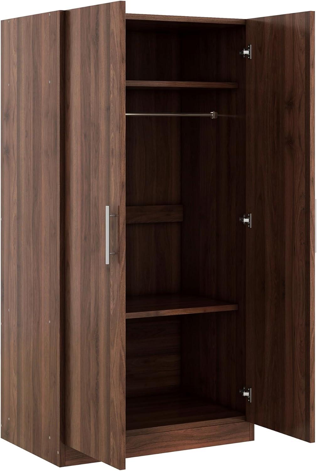 Gzxs Vintage Armoire, 2-Doors Versatile Storage Wardrobe with Hanger Rod, 3-Tier Wooden Storage Cabinet Organizer for Clothes, 31.5"L x 19.8"W x 67.3"H, Brown