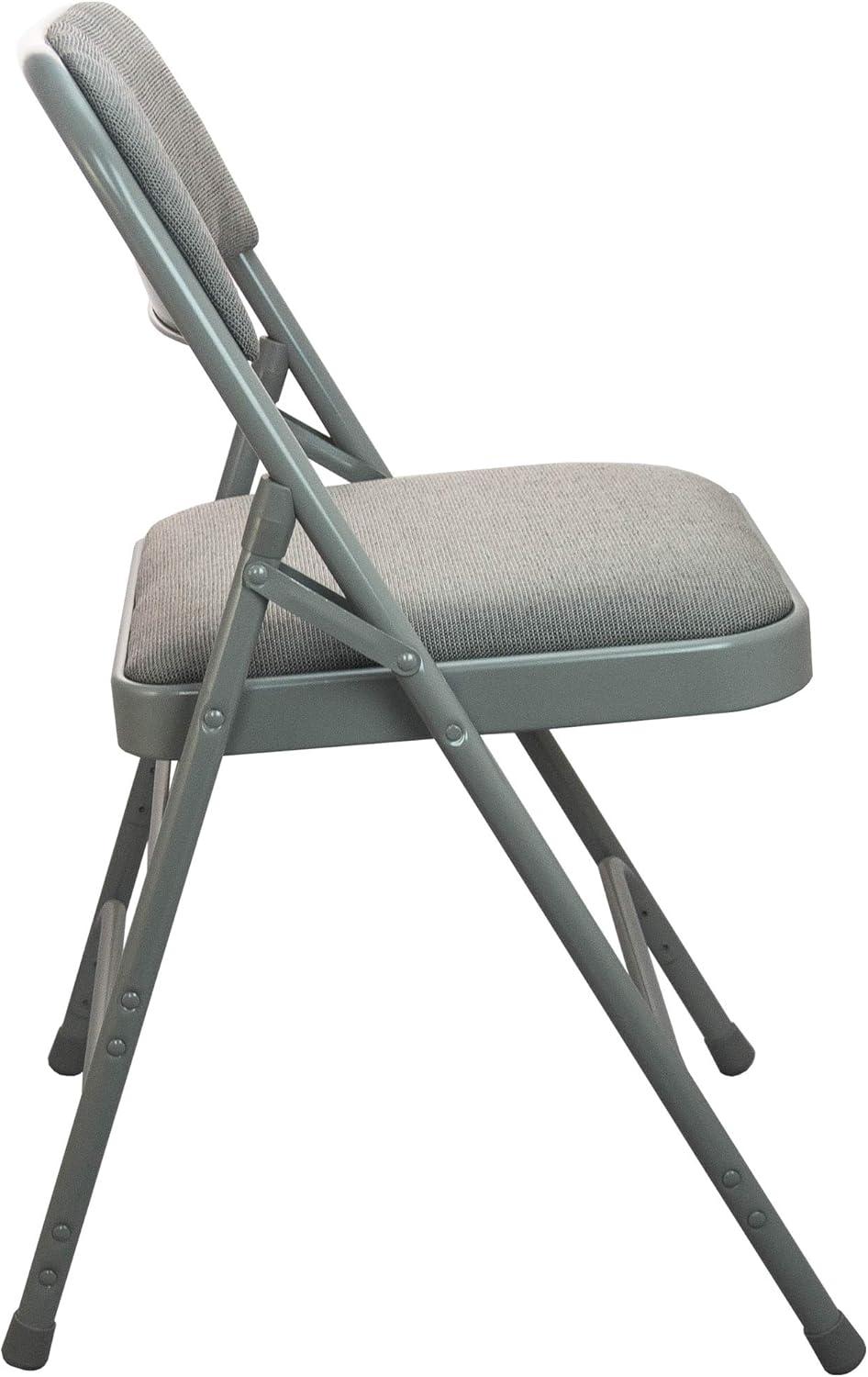 Gray Padded Metal Folding Chair with Fabric Seat