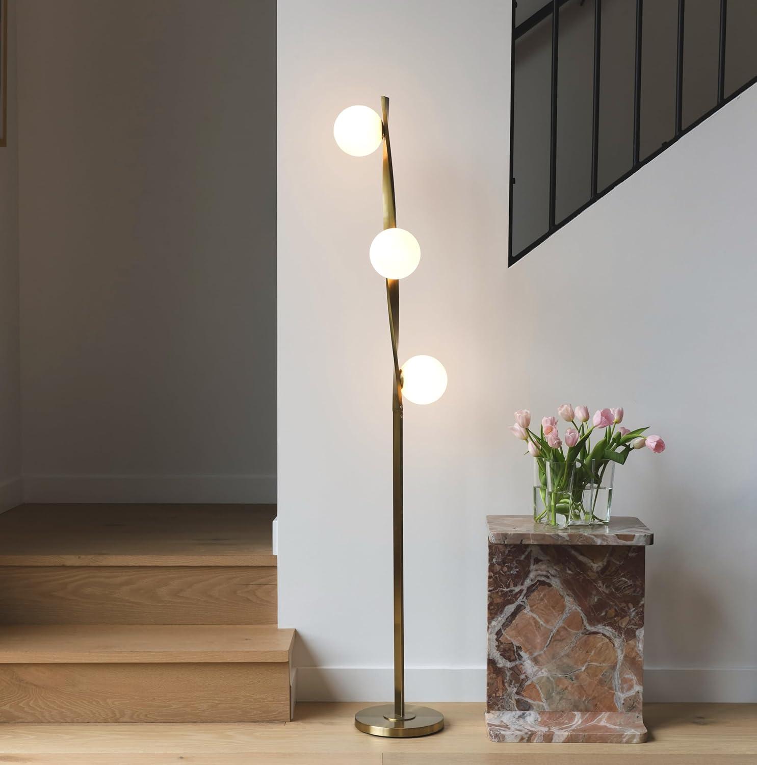 Brightech Nola 60 in. Industrial 3-Way Dimming LED Floor Lamp with 3 Glass Globe Shades