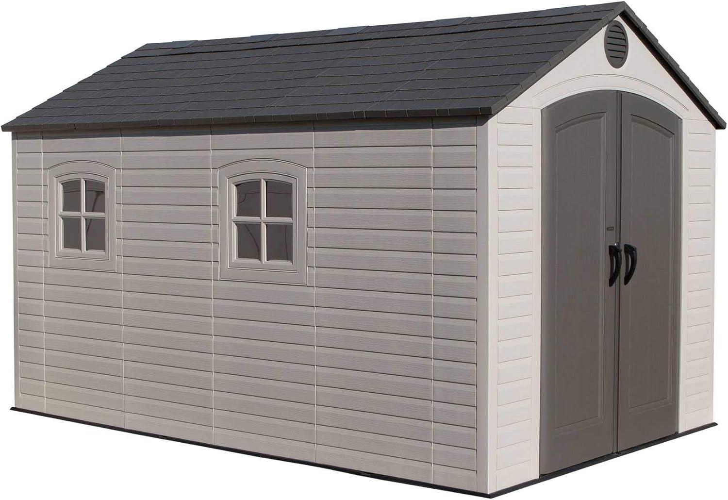 Lifetime 8 ft. x 12.5 ft. Polyethylene Outdoor Double Door Storage Shed - 6402