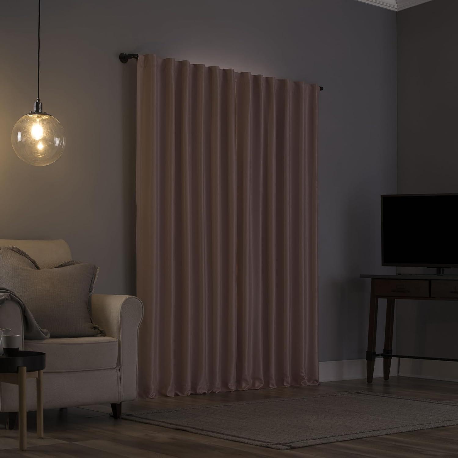 Faux Dupioni Silk Thermal Extreme 100% Blackout Back Tab Curtain Panel